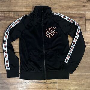 Nike Black Jacket with Orange Logo and Branded Sleeves